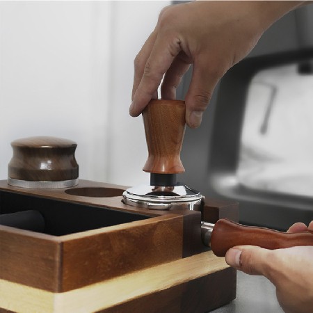 咖啡手柄木支架压粉座定制  咖啡压粉器布粉器手柄木底座咖啡具